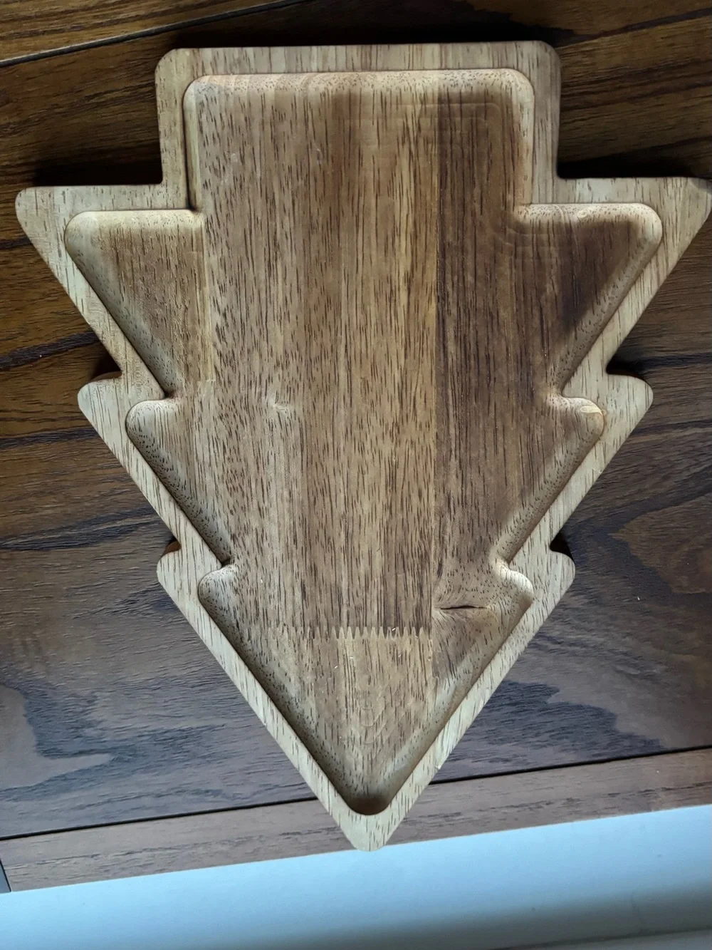 Wooden Christmas Tree Serving Tray - Natural Brown